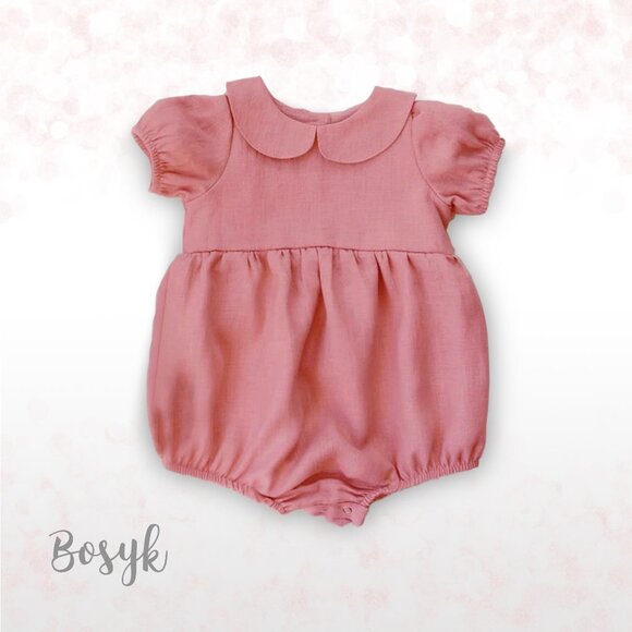 Short Sleeve Peter Pan Romper Baby Girl - Spring Romper Baby Girl - Picture 1 of 1